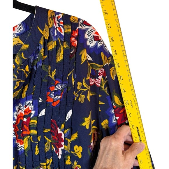 Old Navy Dress Women's Size XL Floral Print Pintuck Long Sleeve Sheath Tassels - Picture 11 of 12